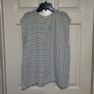 CP Shades Blue & White Striped Linen Top – Size Small
